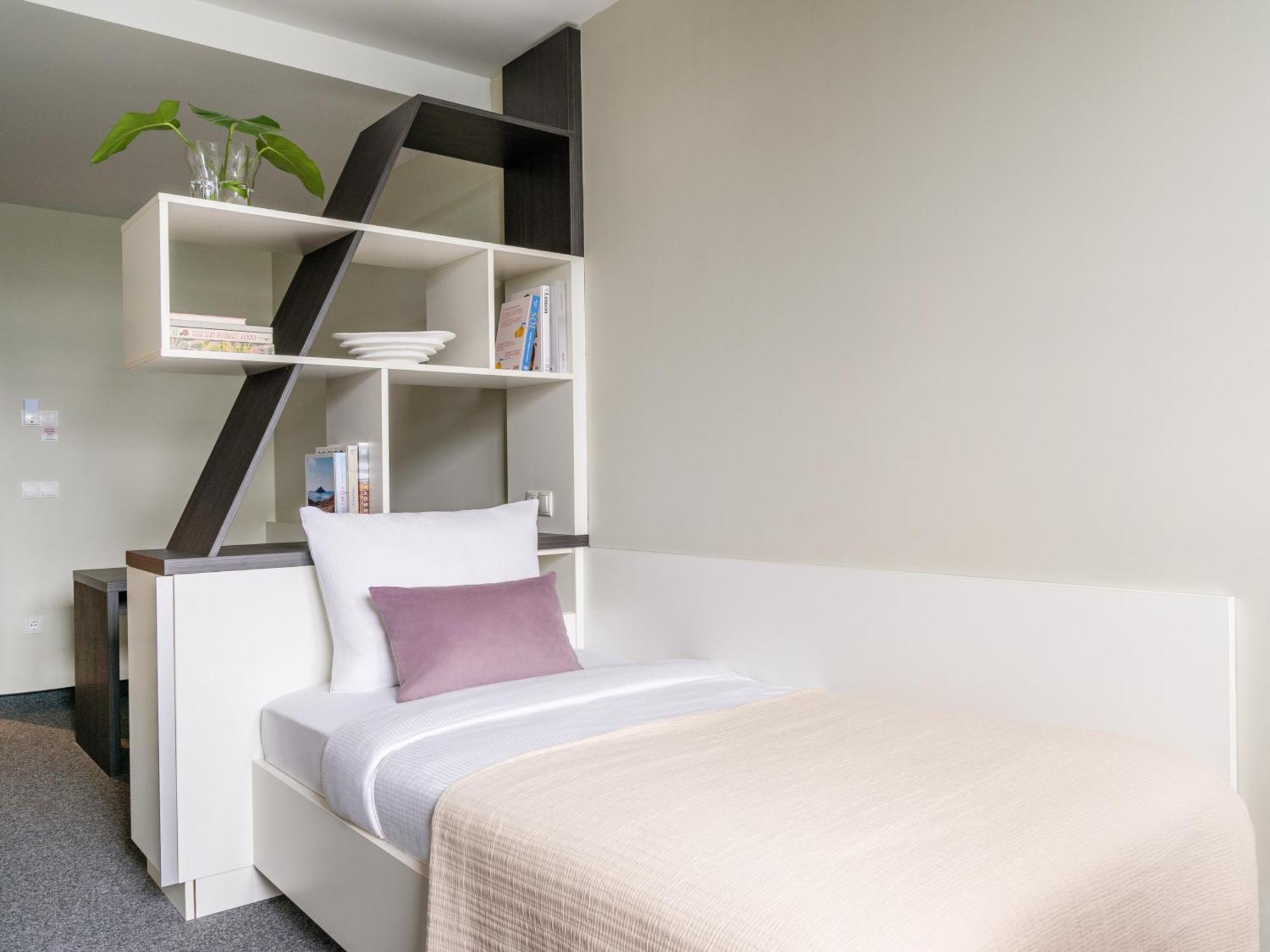 Mittleres Studio mit Küchenzeile und Einzelbett